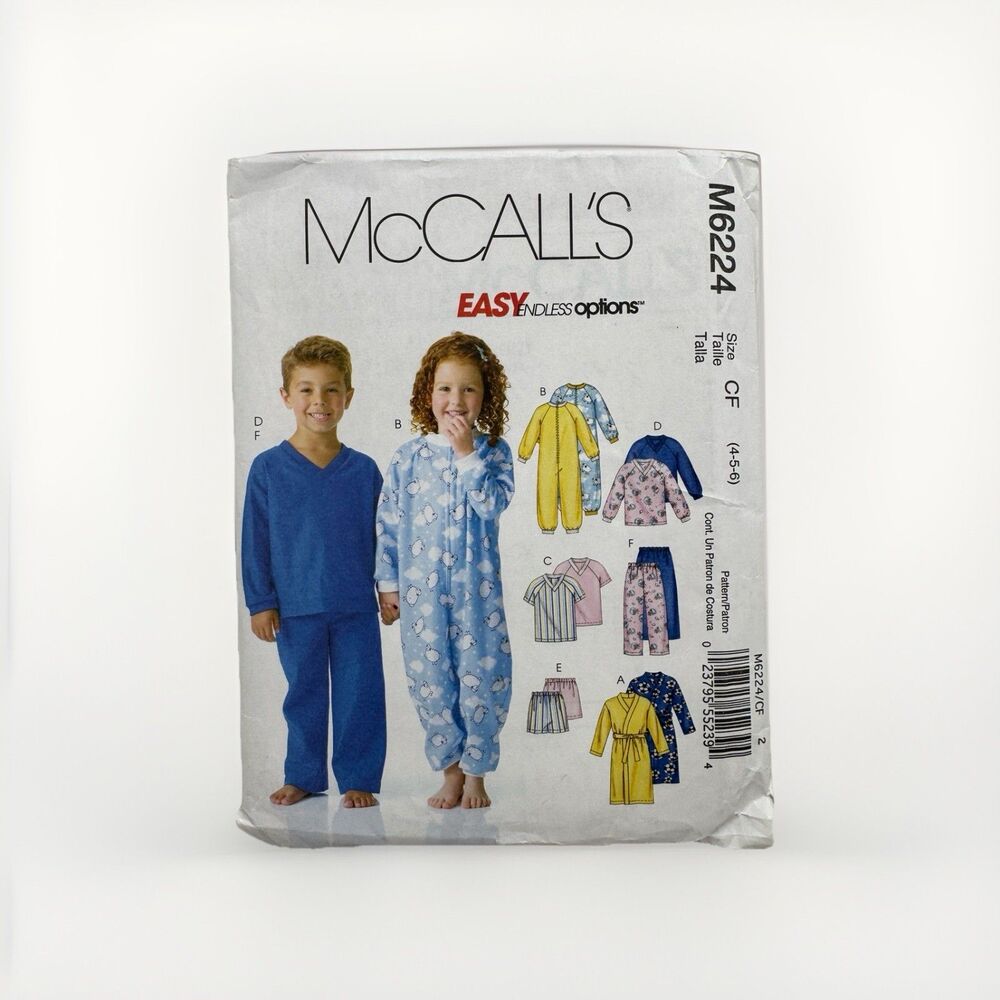 McCall's M6224 Sewing Pattern Sz 4-6 Childrens Robe Belt Top Shorts Pants Easy